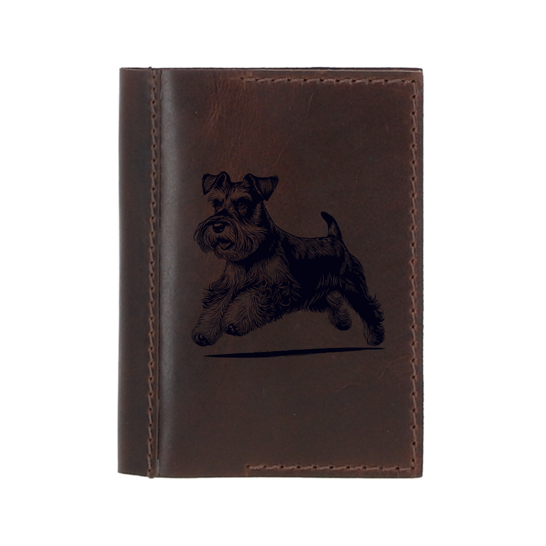 Personalised Miniature Schnauzer Running Leather Sleeve & Notebook