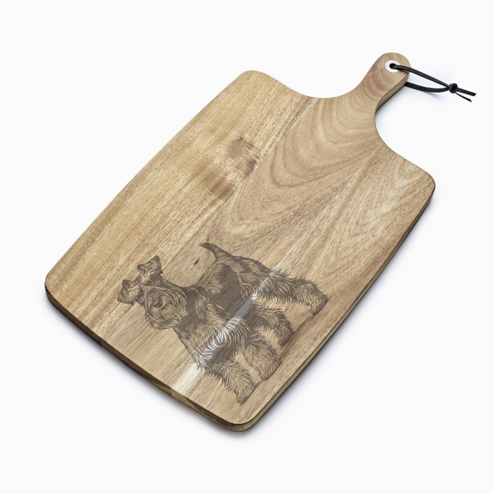 Personalised Standing Miniature Schnauzer Engraved Acacia Serving Board