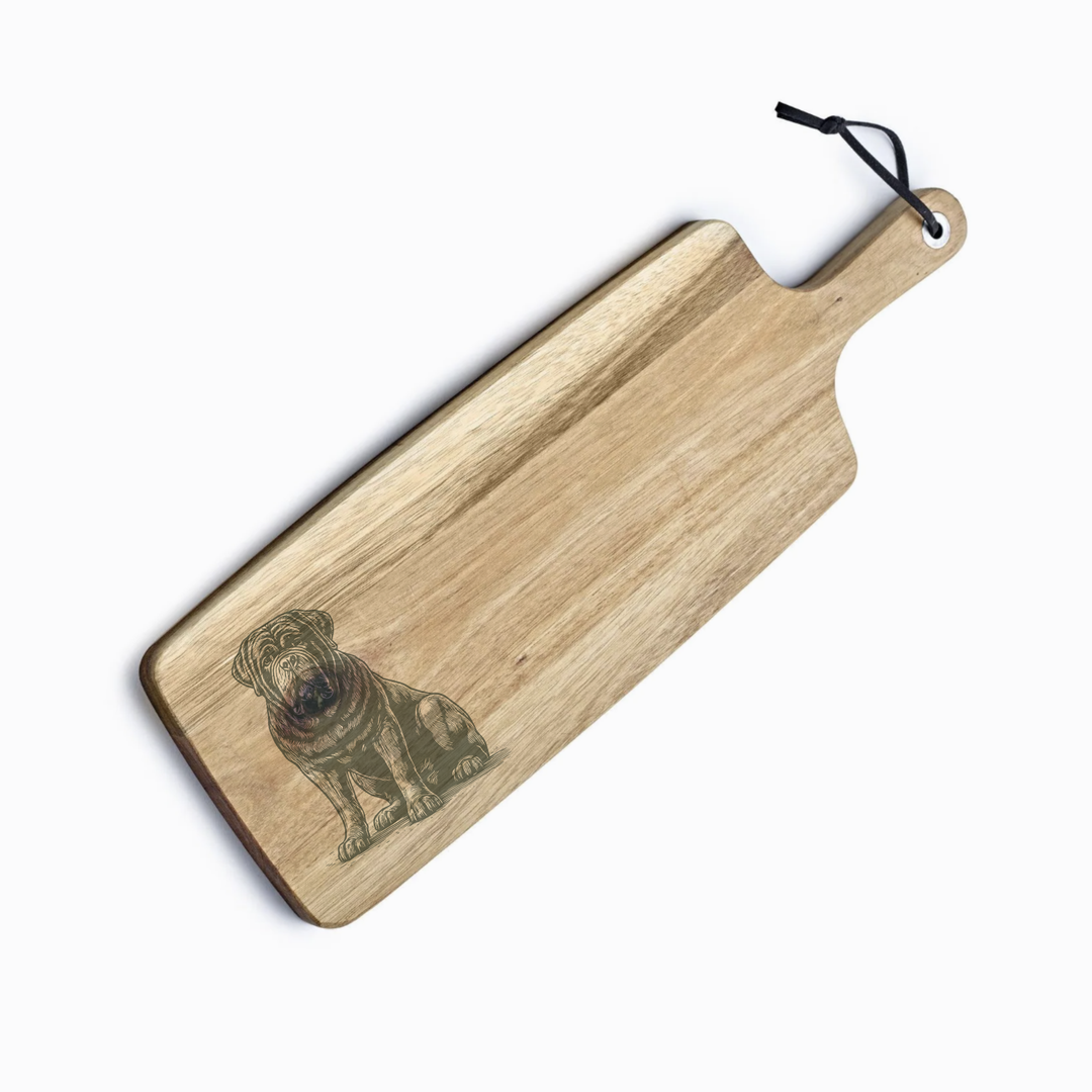 Personalised Sitting Neapolitan Mastiff Engraved Acacia Serving Board