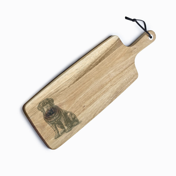 Personalised Sitting Neapolitan Mastiff Engraved Acacia Serving Board