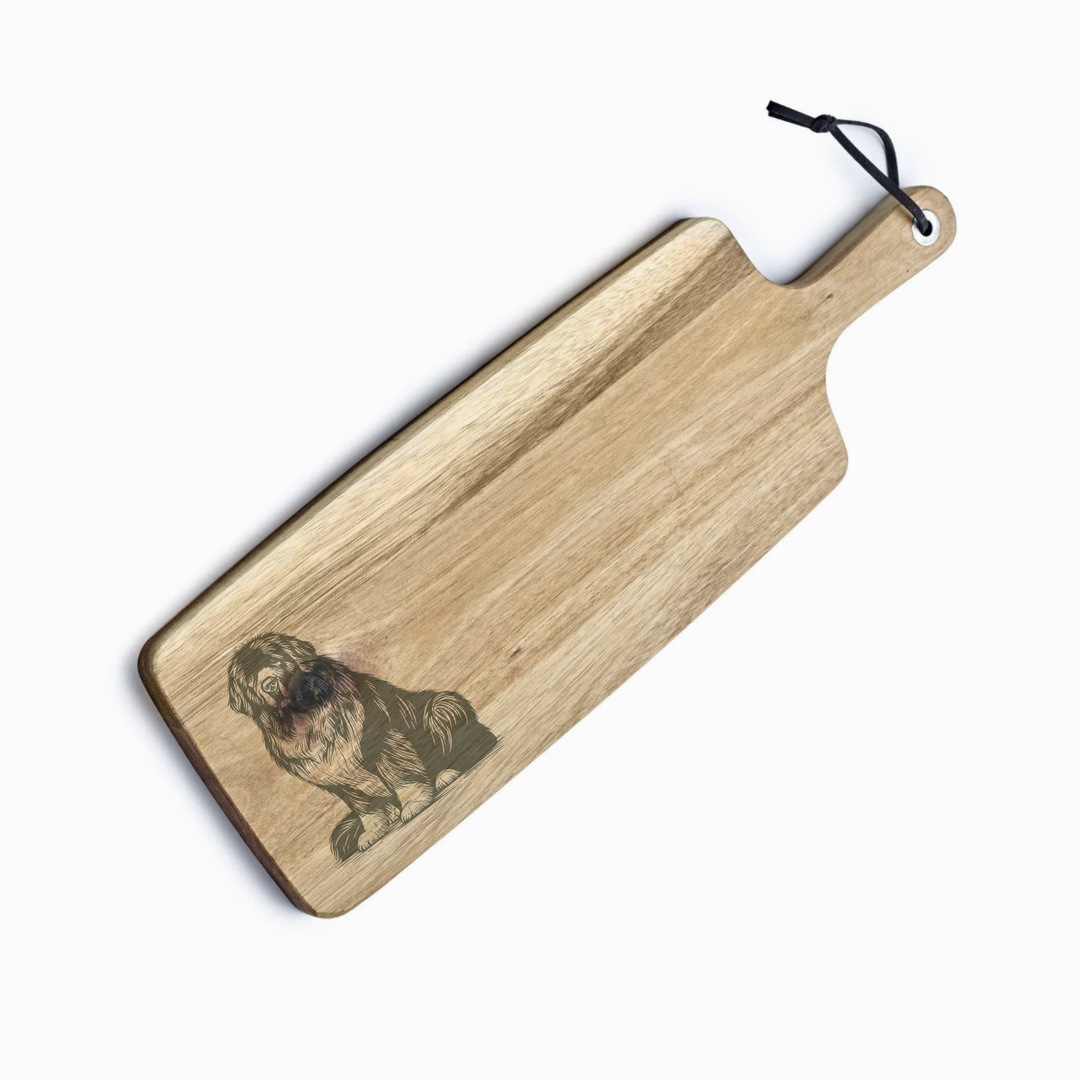 Personalised Sitting Newfoundland Engraved Acacia Serving Board