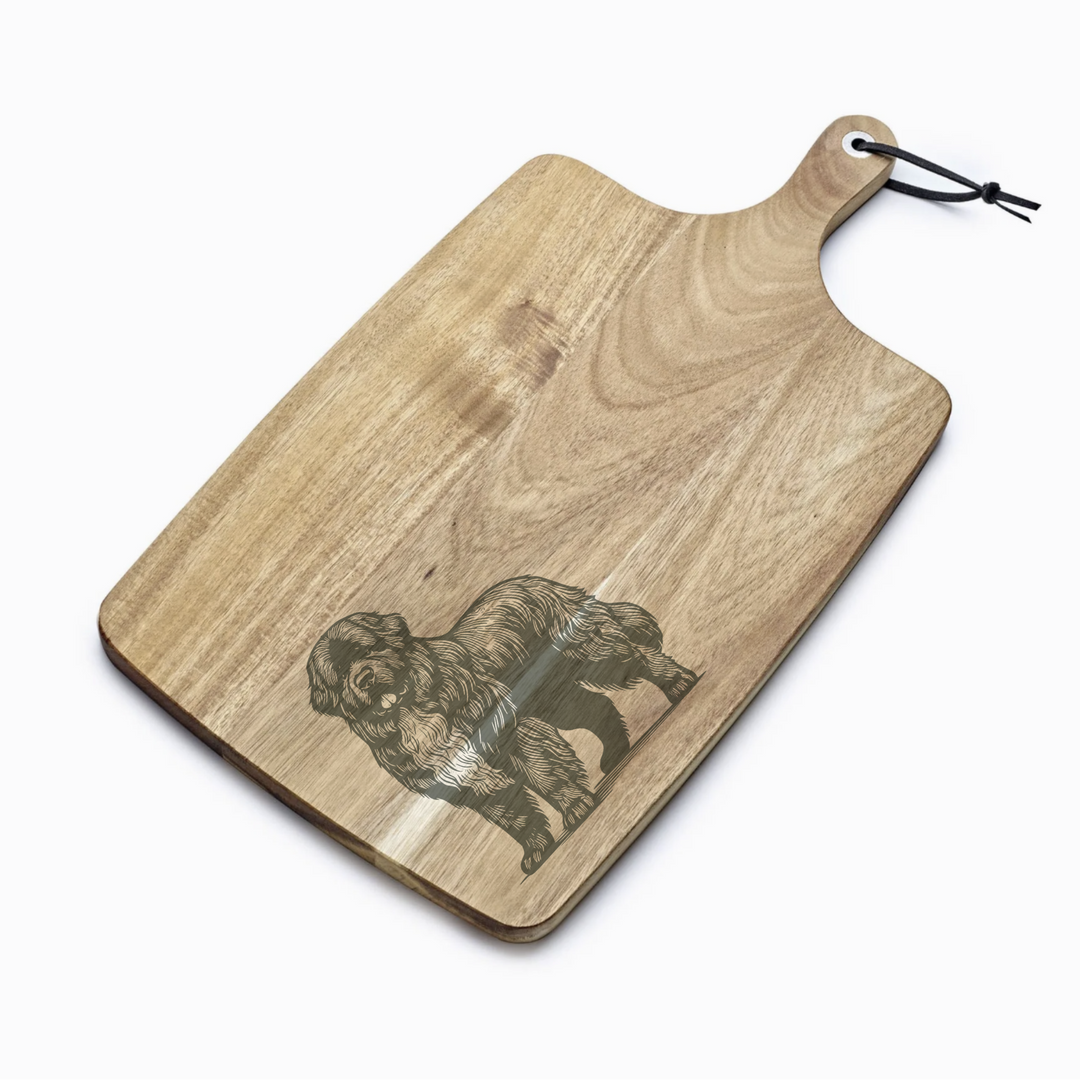 Personalised Standing Newfoundland Engraved Acacia Serving Board