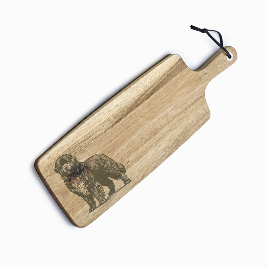 Personalised Standing Newfoundland Engraved Acacia Serving Board