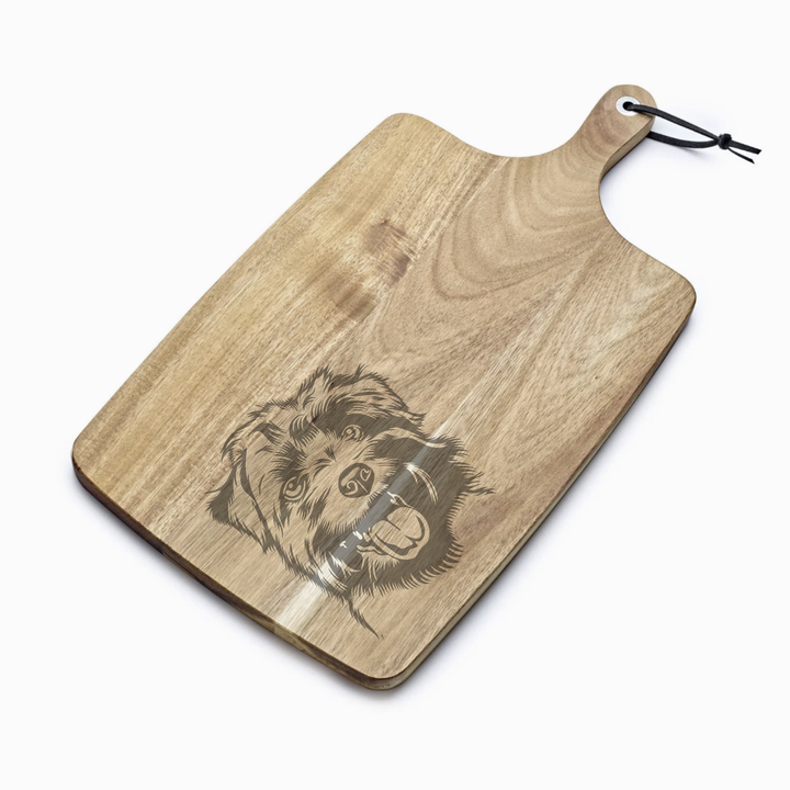 Personalised Norfolk Terrier Face Engraved Acacia Serving Board