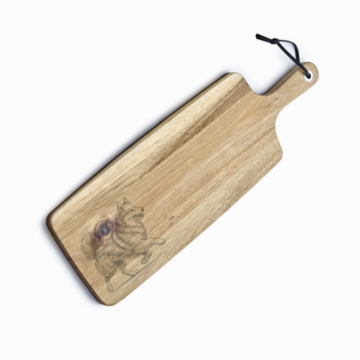 Personalised Norwegian Buhund Running Engraved Acacia Serving Board