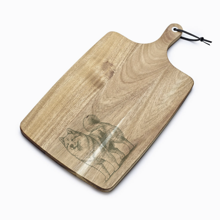 Personalised Norwegian Buhund Standing Engraved Acacia Serving Board