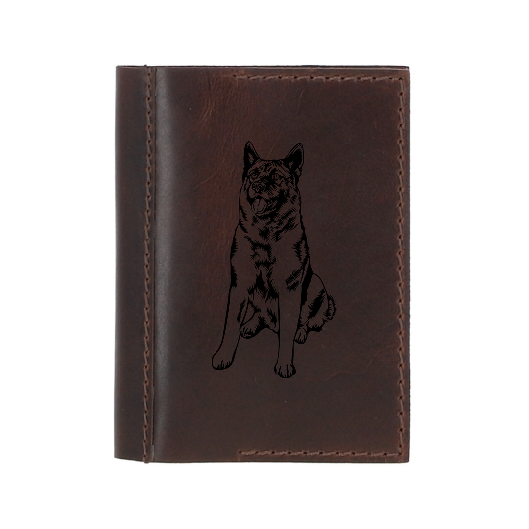 Personalised Norwegian Elkhound Sitting Leather Sleeve & Notebook