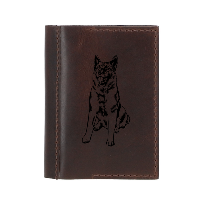 Personalised Norwegian Elkhound Sitting Leather Sleeve & Notebook