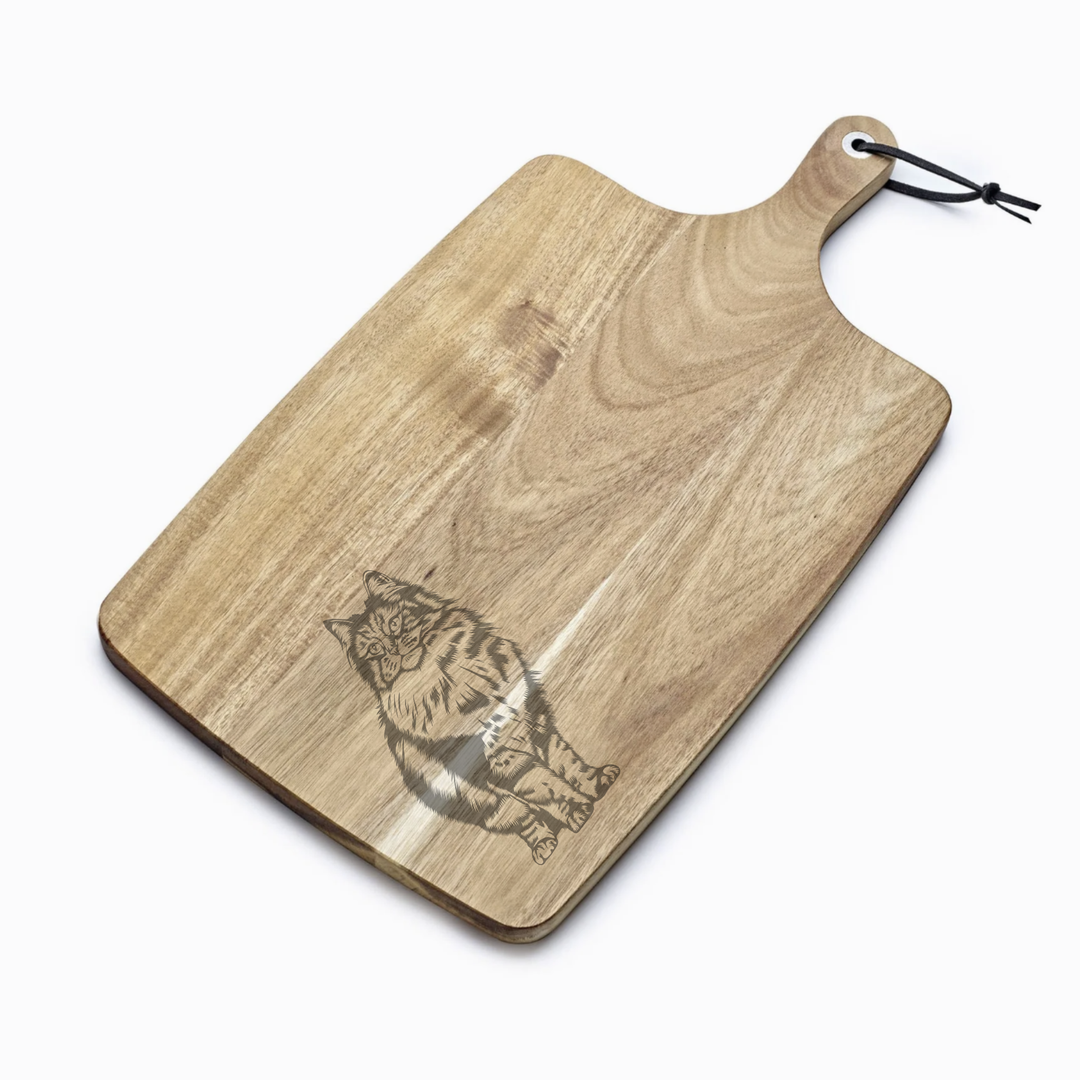 Personalised Norwegian Forest Cat Engraved Acacia Serving Board