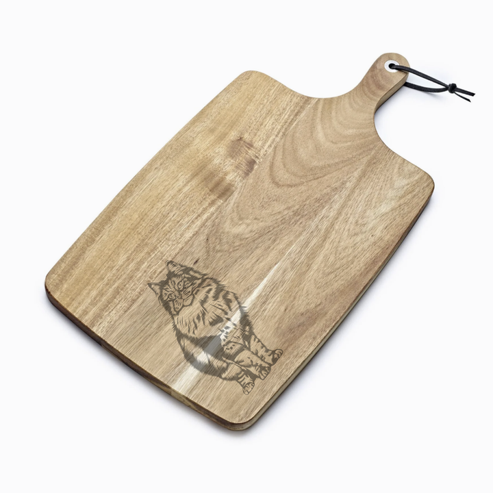 Personalised Norwegian Forest Cat Engraved Acacia Serving Board