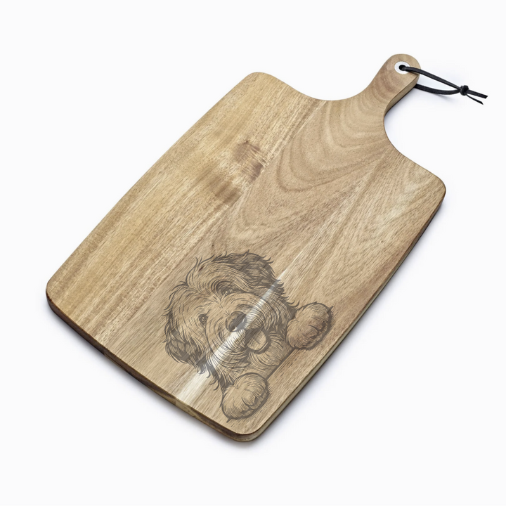 Personalised Old English Sheepdog Paws Engraved Acacia Serving Board