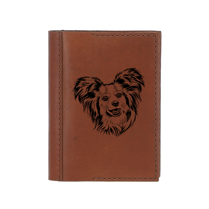 Personalised Papillon Face Leather Sleeve & Notebook