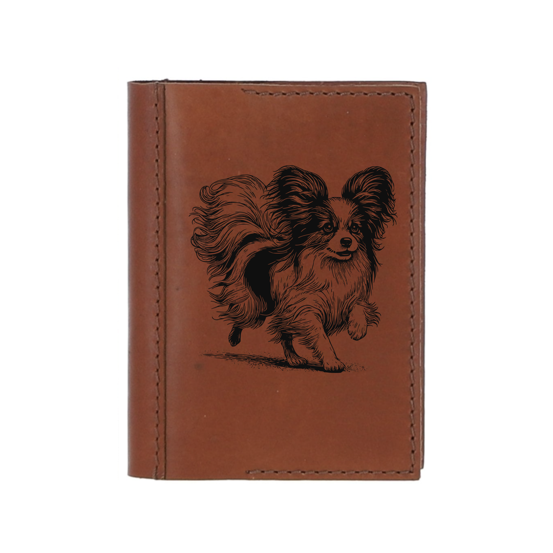 Personalised Papillon Running Leather Sleeve & Notebook
