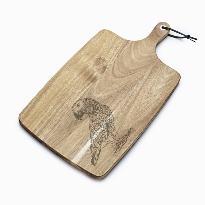 Personalised Parrot Engraved Acacia Serving Board