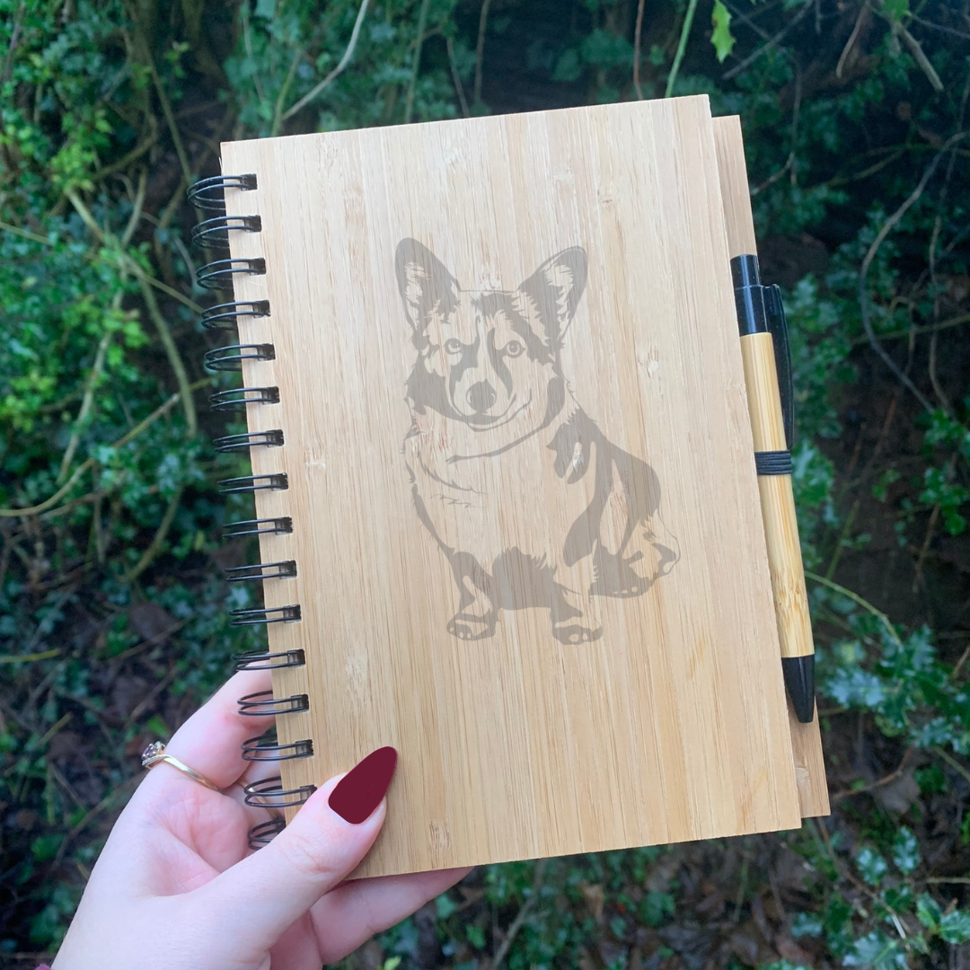 Pembroke Corgi Illustration Engraved Notebook – Signature Moments UK