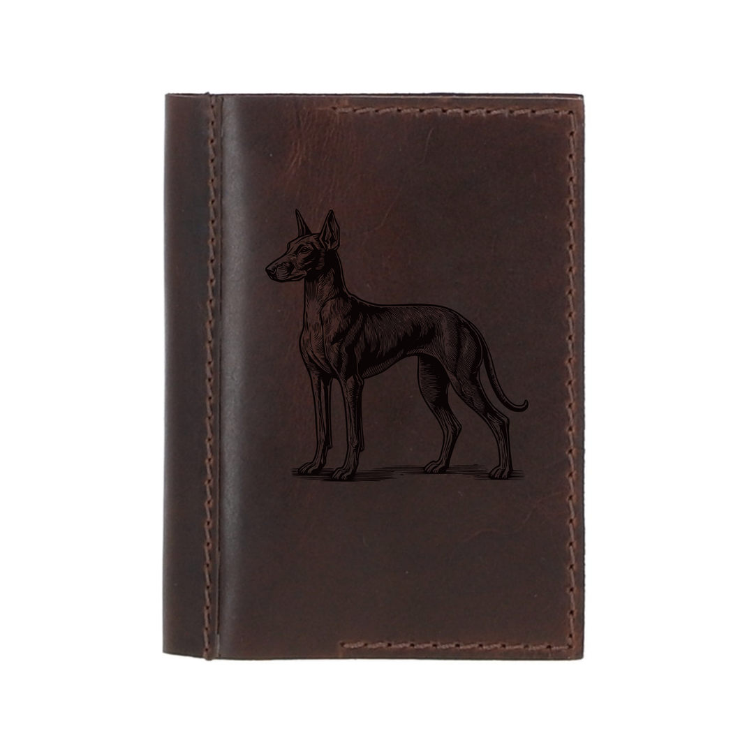 Personalised Pharaoh Hound Standing Leather Sleeve & Notebook