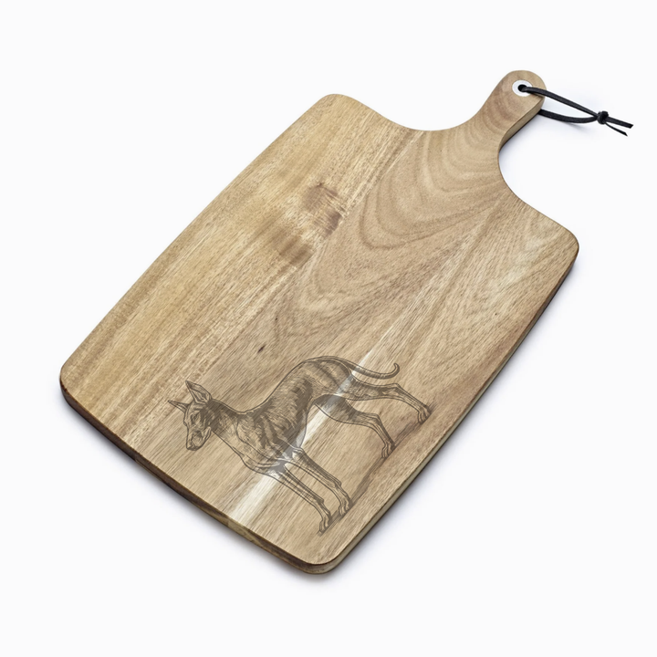 Personalised Standing Pharaoh Hound Engraved Acacia Serving Board