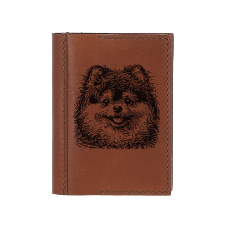Personalised Pomeranian Face Leather Sleeve & Notebook