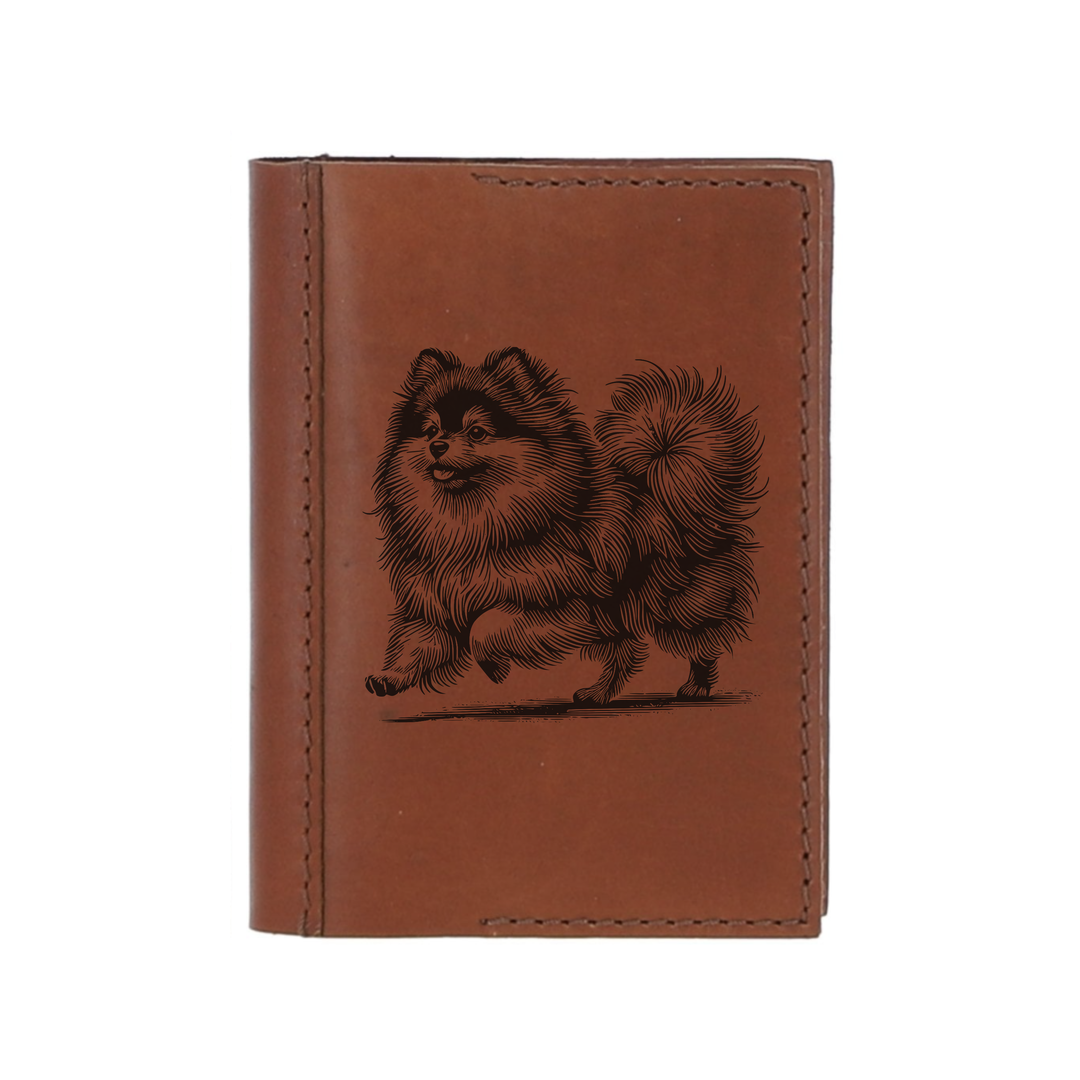 Personalised Pomeranian Running Leather Sleeve & Notebook