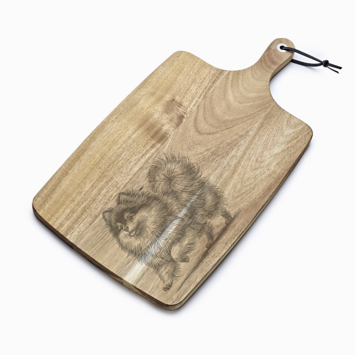 Personalised Pomeranian Running Engraved Acacia Serving Board