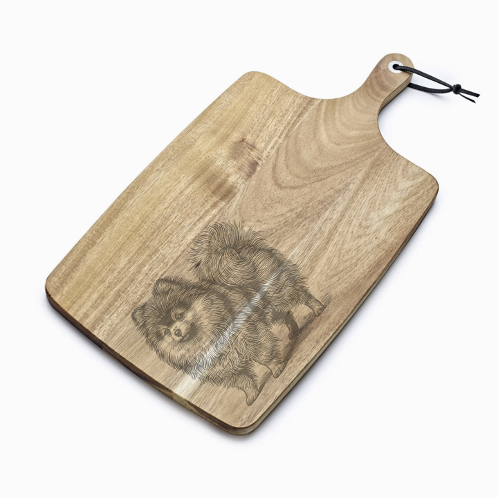 Personalised Pomeranian Standing Engraved Acacia Serving Board