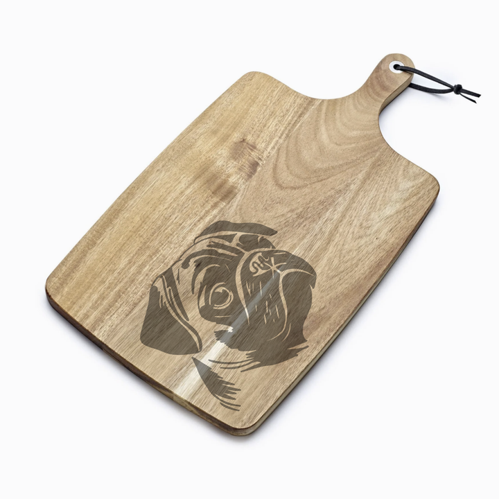 Personalised Pug Engraved Acacia Serving Board