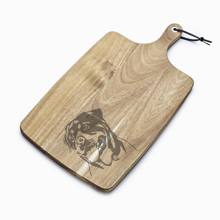 Personalised Rottweiler Face Engraved Acacia Serving Board