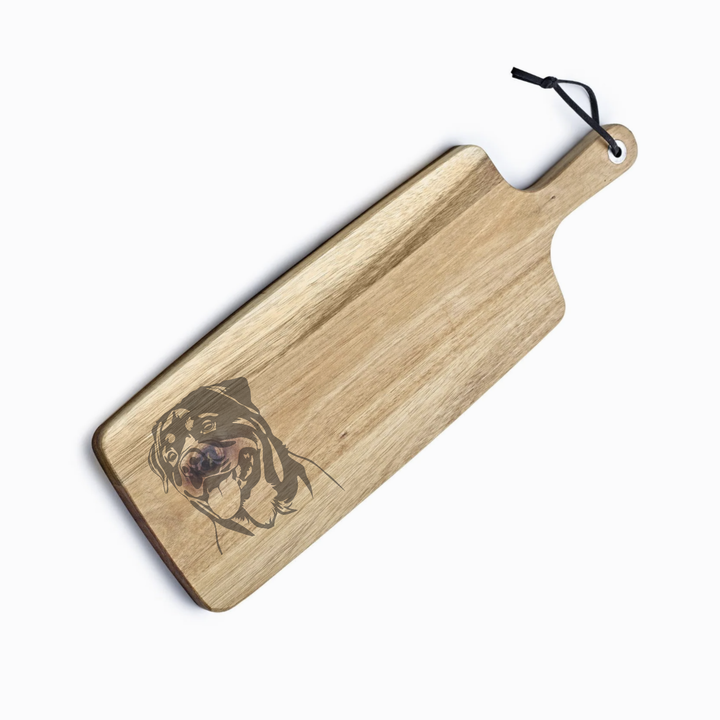 Personalised Rottweiler Face Engraved Acacia Serving Board