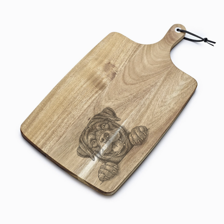 Personalised Rottweiler Paws Engraved Acacia Serving Board