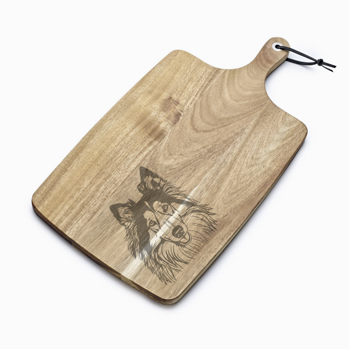 Personalised Rough Collie Engraved Acacia Serving Board