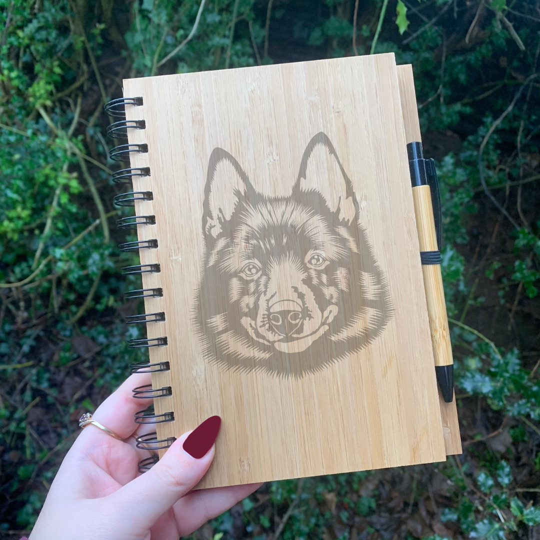 Schipperke Illustration Engraved Notebook