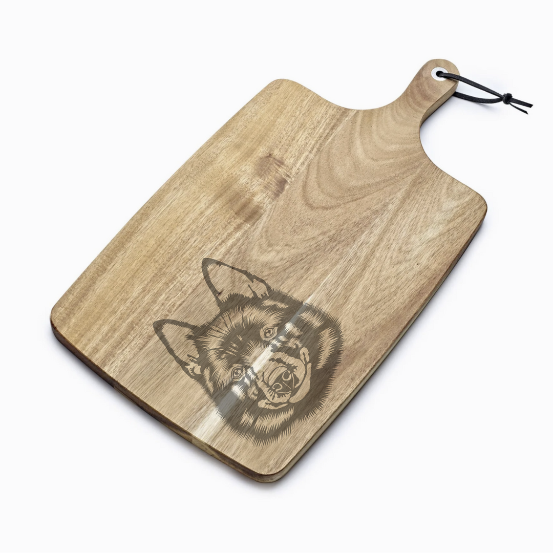 Personalised Schipperke Engraved Acacia Serving Board