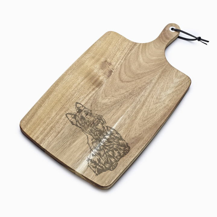 Personalised Scottish Terrier Scottie Engraved Acacia Serving Board