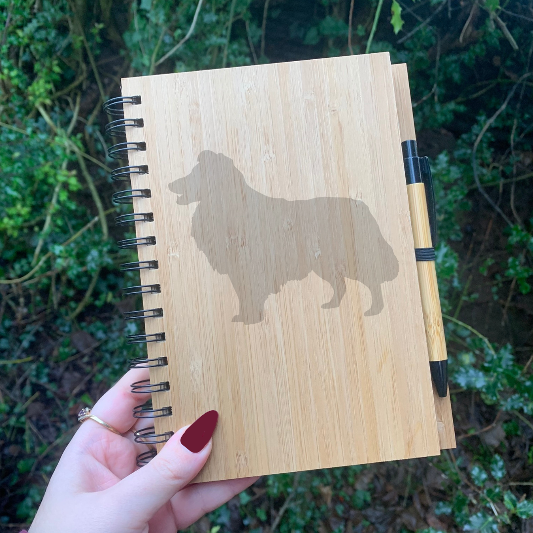 Shetland Sheepdog Dog Silhouette Engraved Notebook