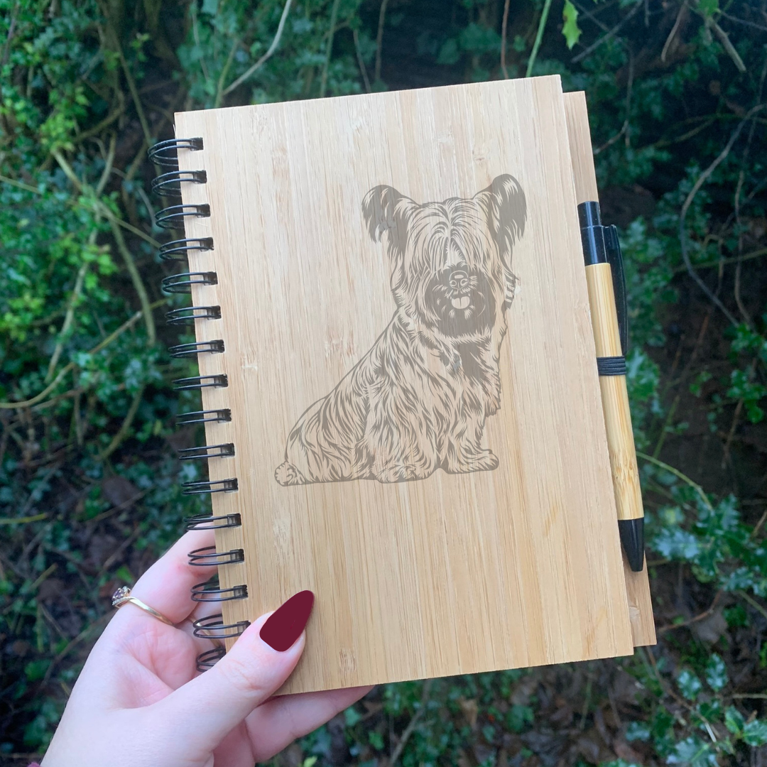 Skye Terrier Illustration Engraved Notebook