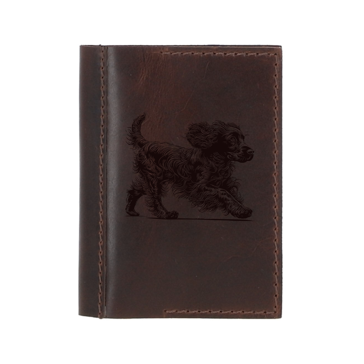 Personalised Spaniel Running Leather Sleeve & Notebook