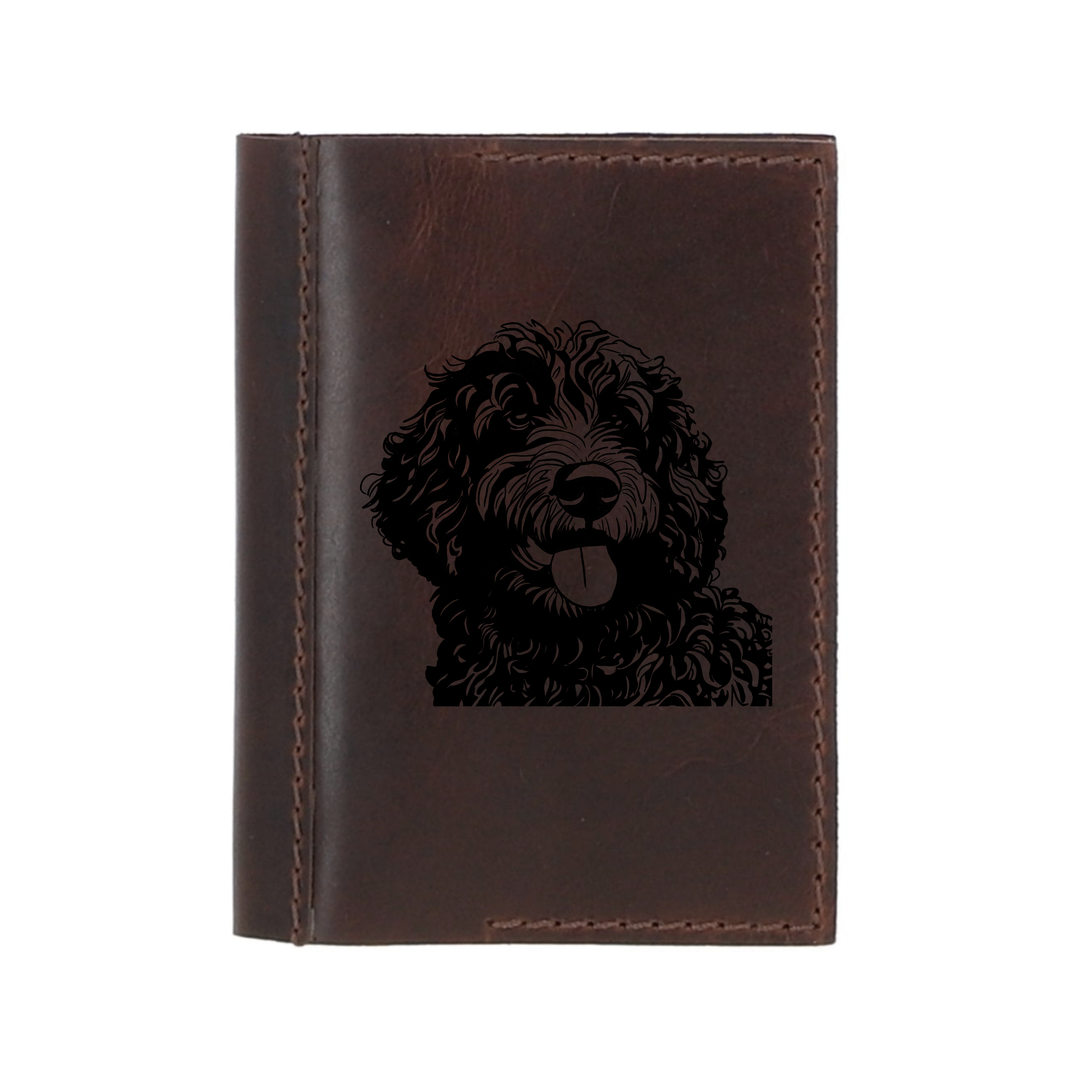 Personalised Spanish Water Dog Leather Sleeve & Notebook