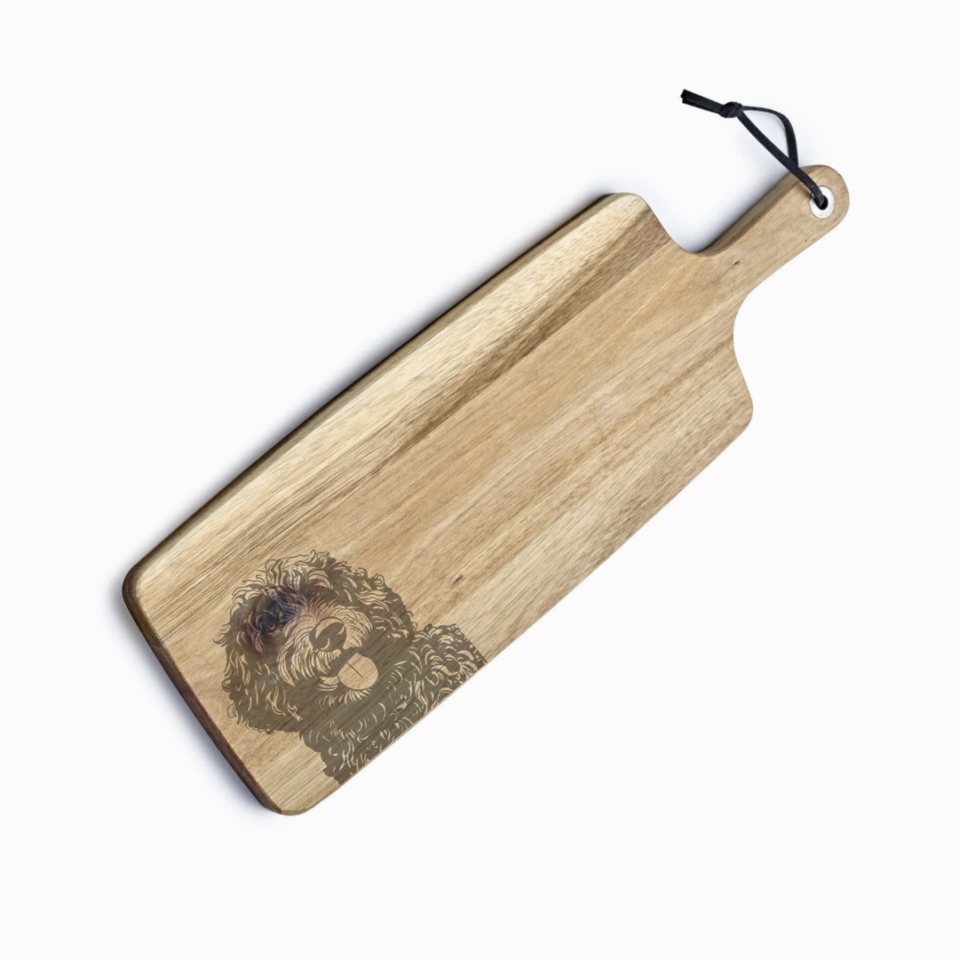 Personalised Spanish Water Dog Engraved Acacia Serving Board