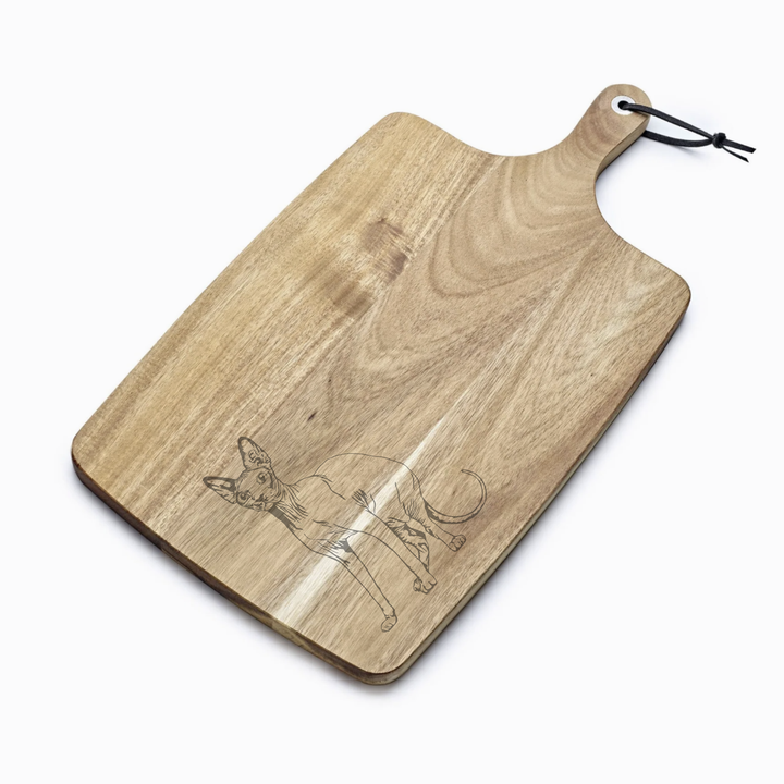 Personalised Sphynx Cat Standing Engraved Acacia Serving Board