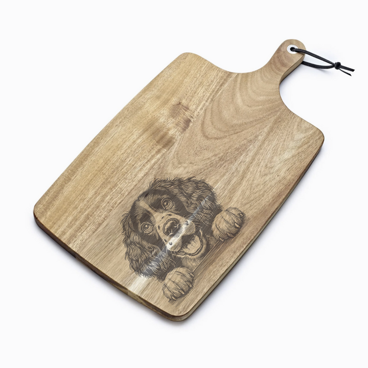 Personalised Springer Spaniel Paws Engraved Acacia Serving Board