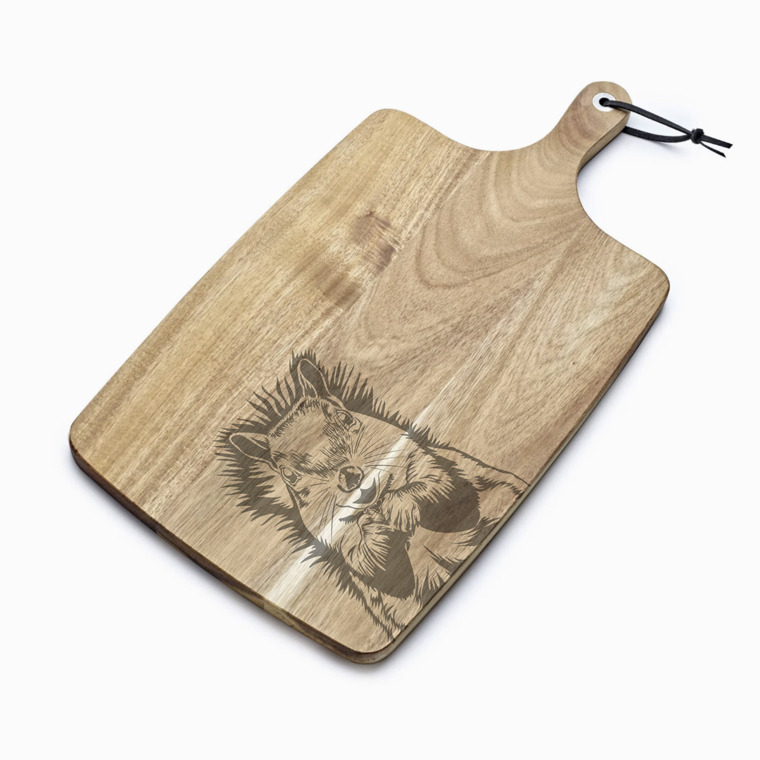 Personalised Squirrel Face Standing Engraved Acacia Serving Board