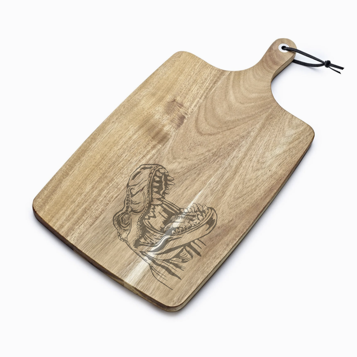 Personalised T-Rex Engraved Acacia Serving Board