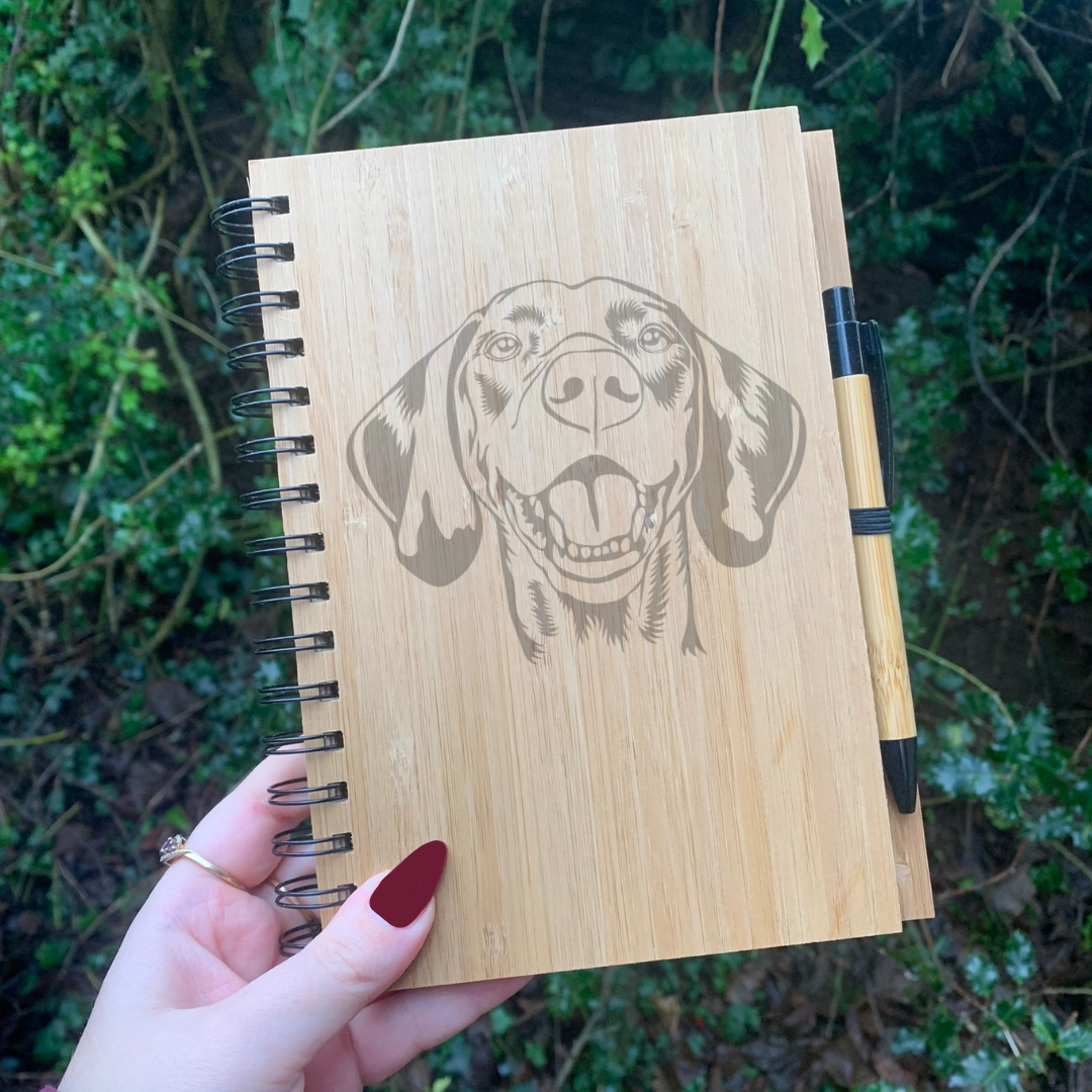 Vizsla Illustration Engraved Notebook