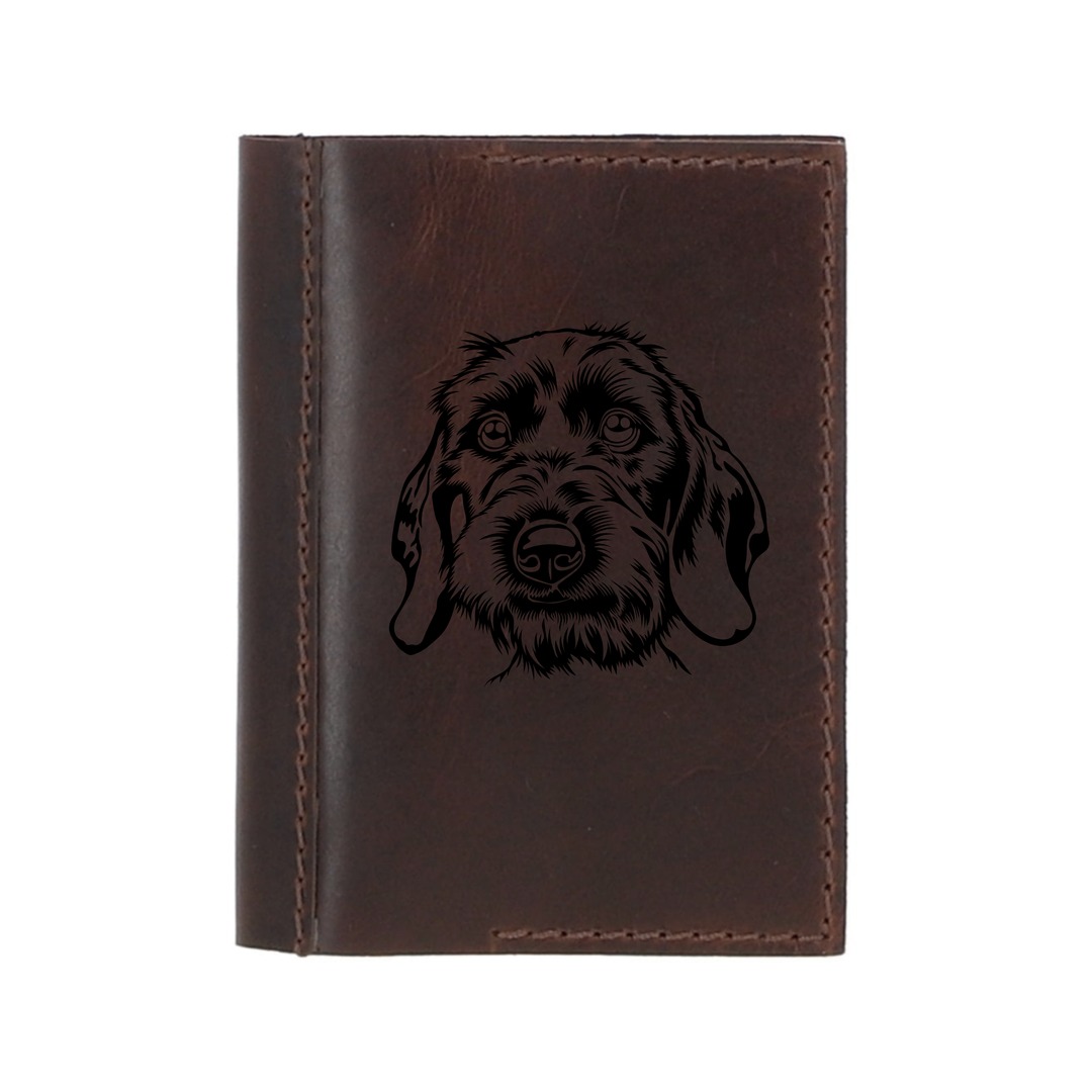 Personalised Wirehaired Dachshund Face Leather Sleeve & Notebook