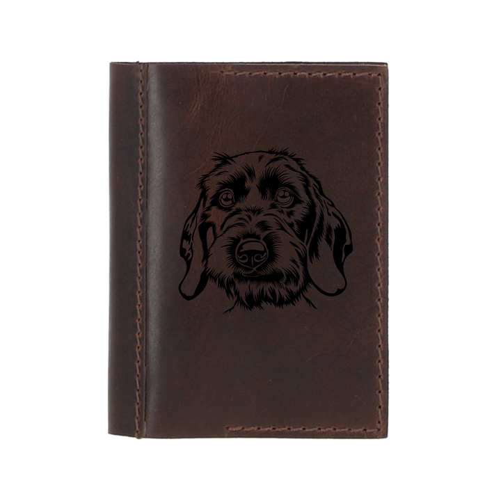 Personalised Wirehaired Dachshund Face Leather Sleeve & Notebook