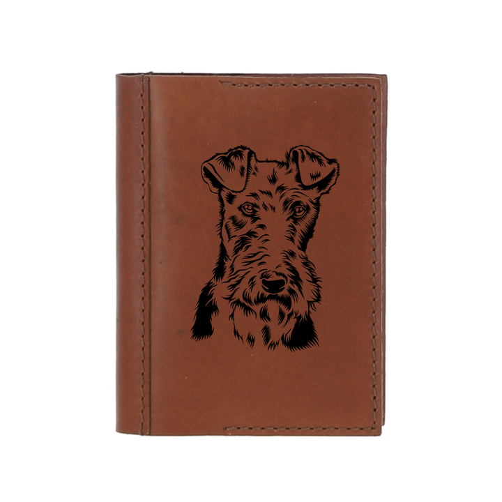 Personalised Wire Fox Terrier Leather Sleeve & Notebook