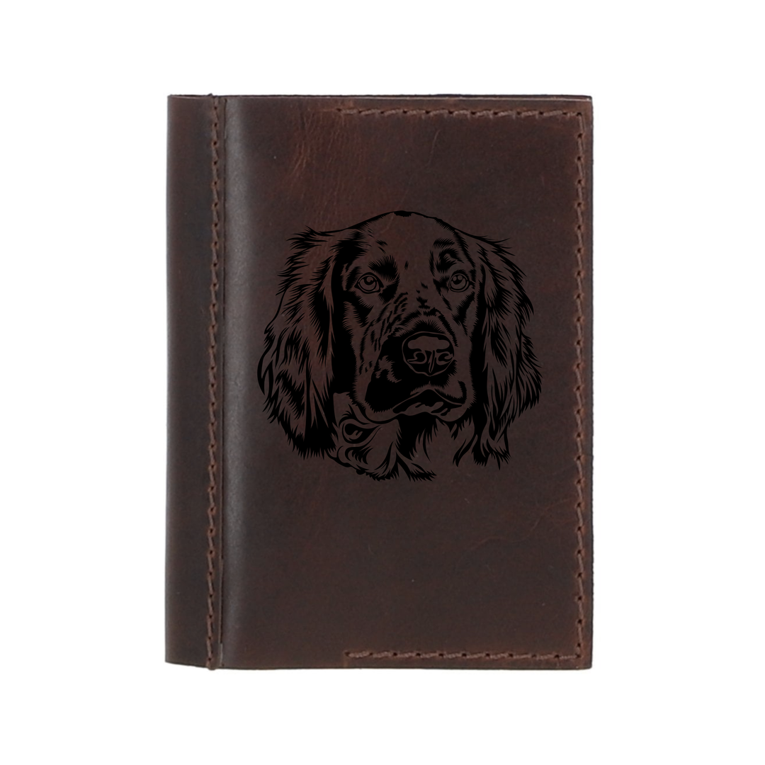 Personalised Welsh Springer Spaniel Face Leather Sleeve & Notebook