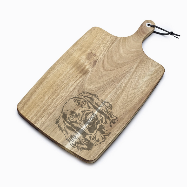 Personalised Welsh Springer Spaniel Face Engraved Acacia Serving Board