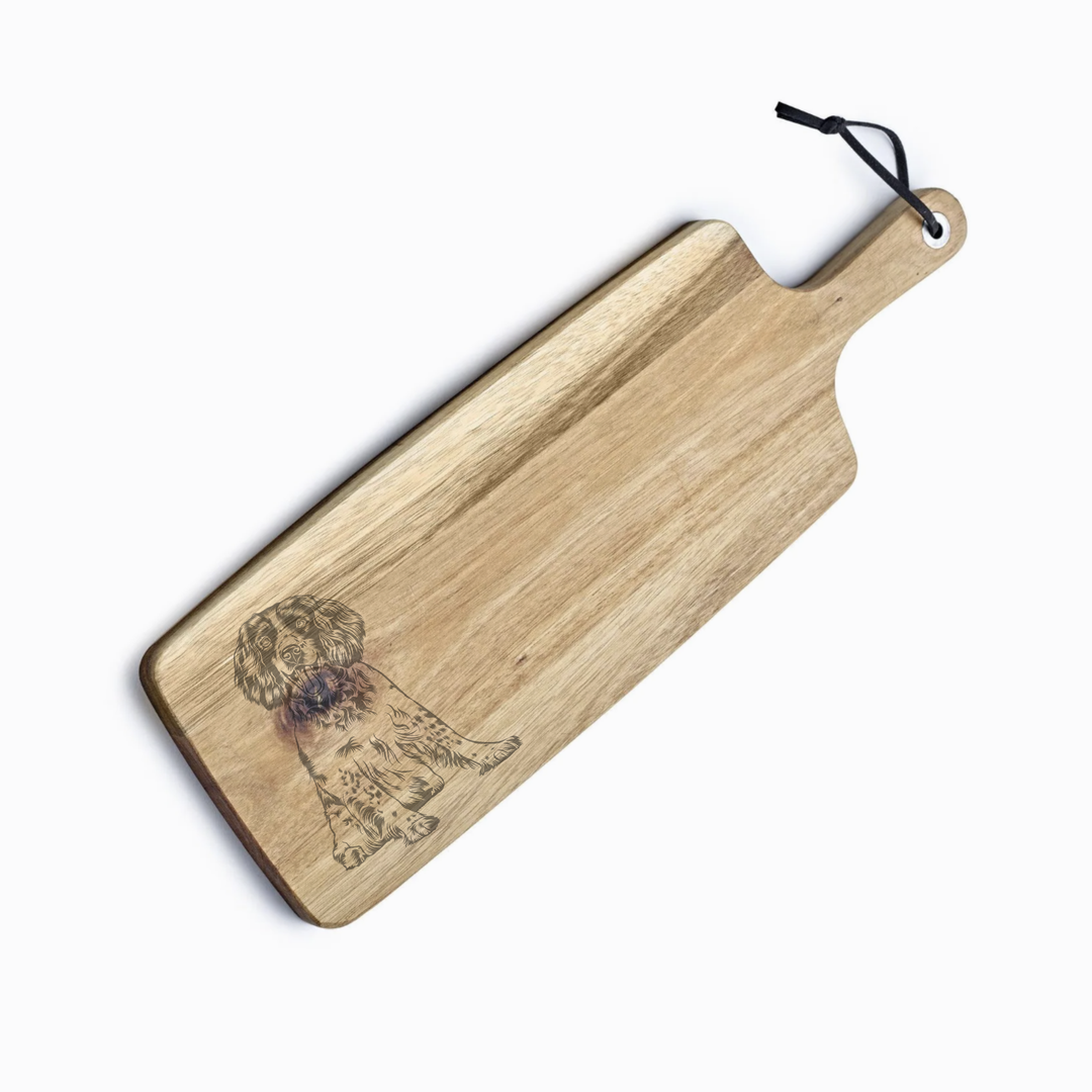 Personalised Welsh Springer Spaniel Sitting Engraved Acacia Serving Board