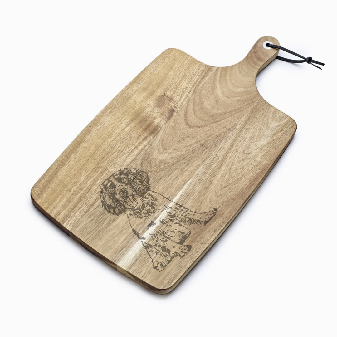 Personalised Welsh Springer Spaniel Sitting Engraved Acacia Serving Board